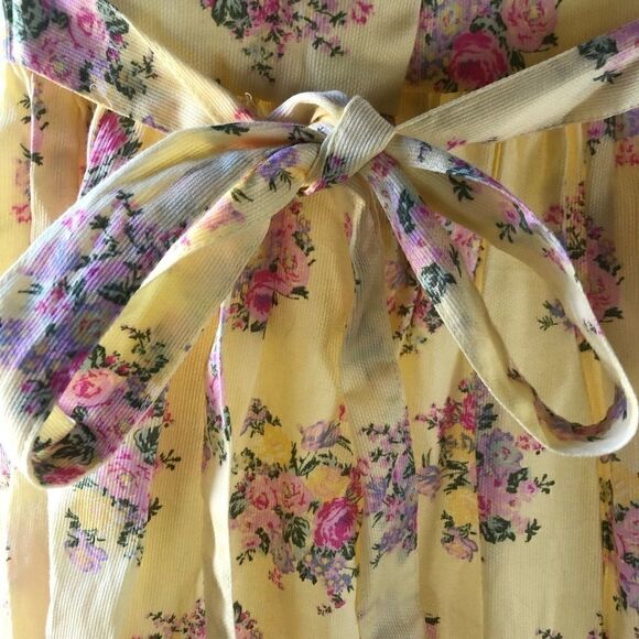 LAURA ASHLEY YELLOW FLORAL SLEEVELESS COTTON DRESS SCALLOP HEM FLOWER GIRL 6X - Picture 5 of 15